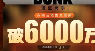 倒计时3天！电影《灌篮高手》预售票房破6000万