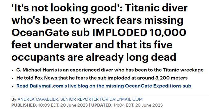 美国失踪潜艇剩32小时氧气支持，专家：存活率仅1％，可能发生内爆