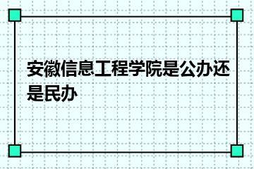 安徽信息工程学院是公办还是民办