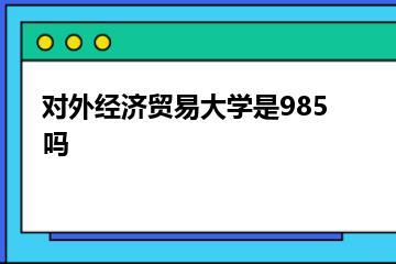 对外经济贸易大学是985吗？