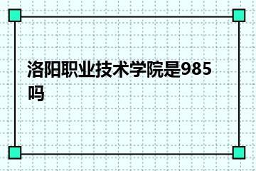 洛阳职业技术学院是985吗？