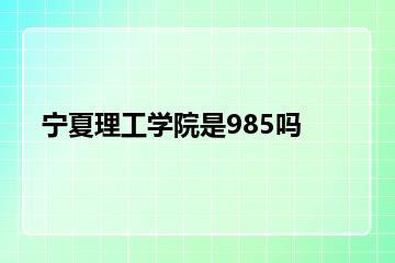 宁夏理工学院是985吗？