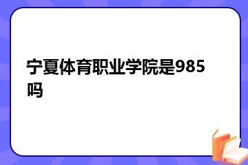 宁夏体育职业学院是985吗？