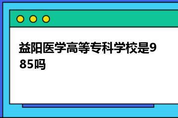 益阳医学高等专科学校是985吗？