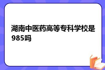 湖南中医药高等专科学校是985吗？