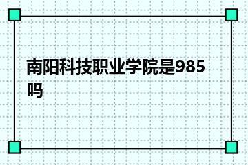 南阳科技职业学院是985吗？