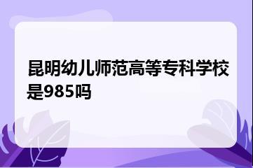 昆明幼儿师范高等专科学校是985吗？