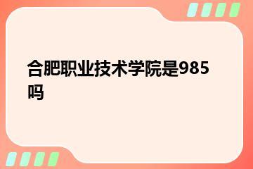 合肥职业技术学院是985吗？