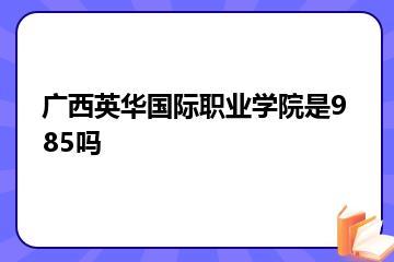 广西英华国际职业学院是985吗？