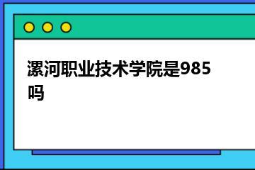 漯河职业技术学院是985吗？