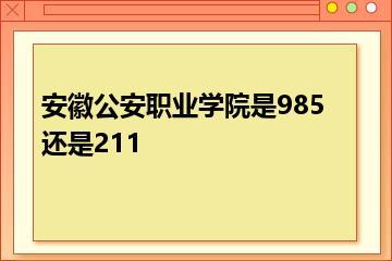 安徽公安职业学院是985还是211？