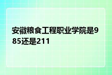 安徽粮食工程职业学院是985还是211？