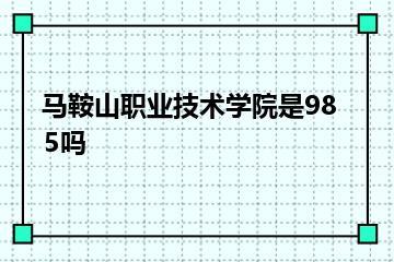 马鞍山职业技术学院是985吗？