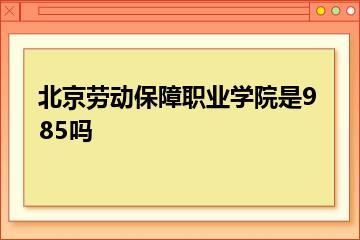 北京劳动保障职业学院是985吗？