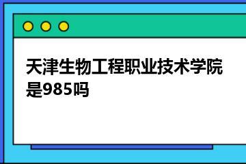 天津生物工程职业技术学院是985吗？