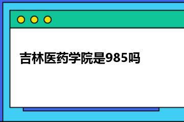 吉林医药学院是985吗？