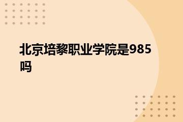 北京培黎职业学院是985吗？