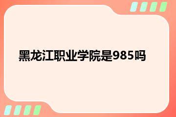 黑龙江职业学院是985吗？