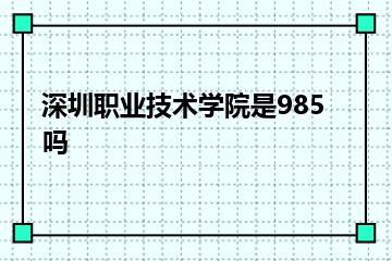 深圳职业技术学院是985吗？