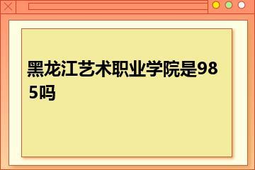 黑龙江艺术职业学院是985吗？
