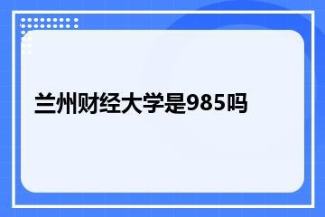 兰州财经大学是985吗？