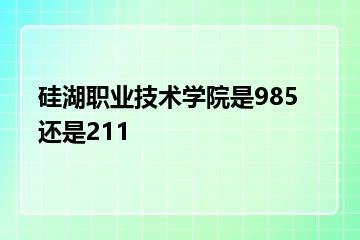 硅湖职业技术学院是985还是211？