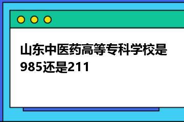 山东中医药高等专科学校是985还是211？