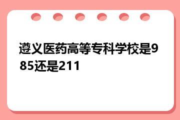 遵义医药高等专科学校是985还是211？