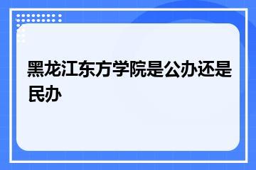 黑龙江东方学院是公办还是民办？