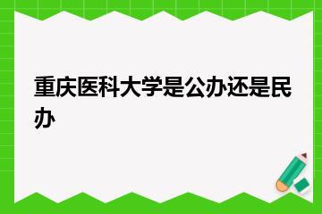 重庆医科大学是公办还是民办？