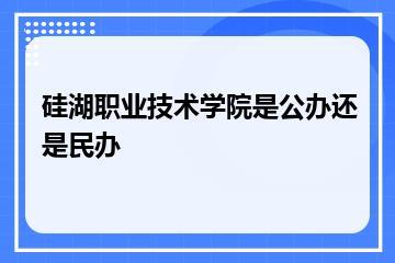 硅湖职业技术学院是公办还是民办？
