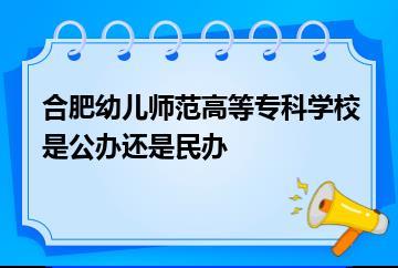 合肥幼儿师范高等专科学校是公办还是民办？