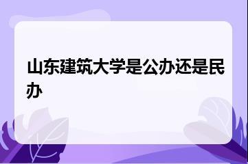 山东建筑大学是公办还是民办？