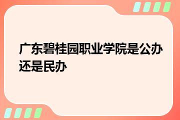 广东碧桂园职业学院是公办还是民办？