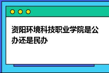 资阳环境科技职业学院是公办还是民办？