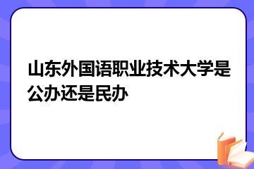 山东外国语职业技术大学是公办还是民办？