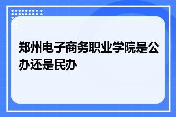 郑州电子商务职业学院是公办还是民办？