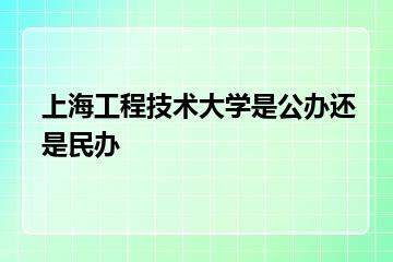 上海工程技术大学是公办还是民办？
