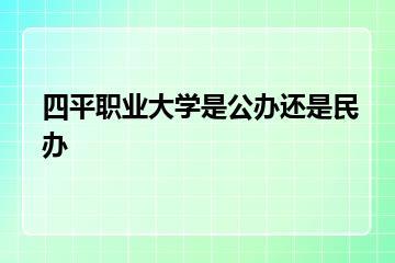 四平职业大学是公办还是民办？