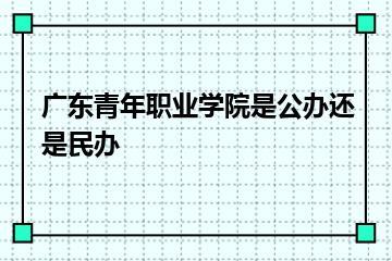 广东青年职业学院是公办还是民办？