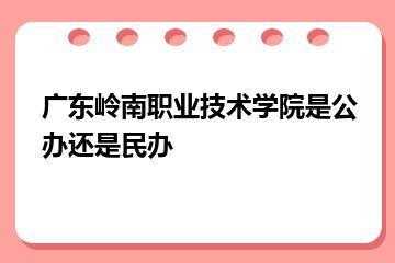 广东岭南职业技术学院是公办还是民办？