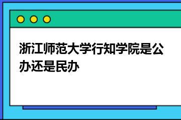 浙江师范大学行知学院是公办还是民办？