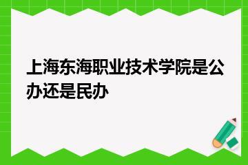 上海东海职业技术学院是公办还是民办？