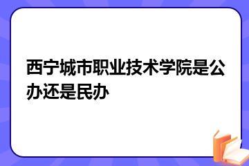 西宁城市职业技术学院是公办还是民办？