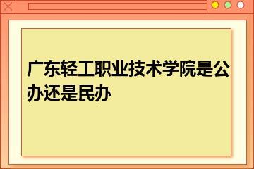 广东轻工职业技术学院是公办还是民办？