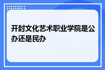 开封文化艺术职业学院是公办还是民办？