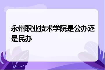 永州职业技术学院是公办还是民办？