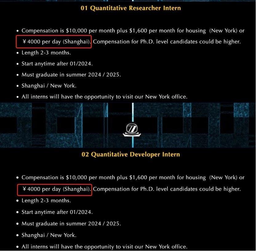 日薪4000元招实习生，背后量化私募浮出水面，多家头部量化：我们给不起