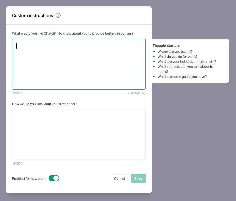 如何让 ChatGPT 更懂你？新功能 Custom Instructions 尝试