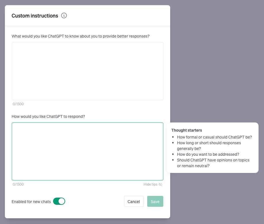 如何让 ChatGPT 更懂你？新功能 Custom Instructions 尝试